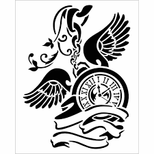 Stamperia Thick Stencil Pendulum Clock with Wings